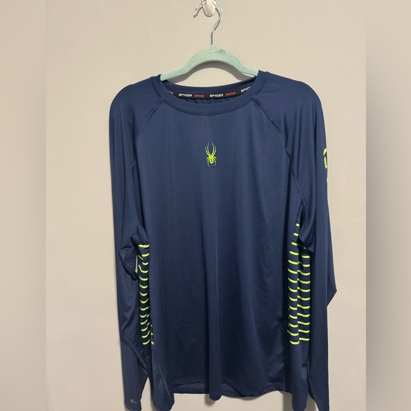 Spyder- Men's Blue and Neon Green Rash Guard. Size XXL - Picture 5 of 7